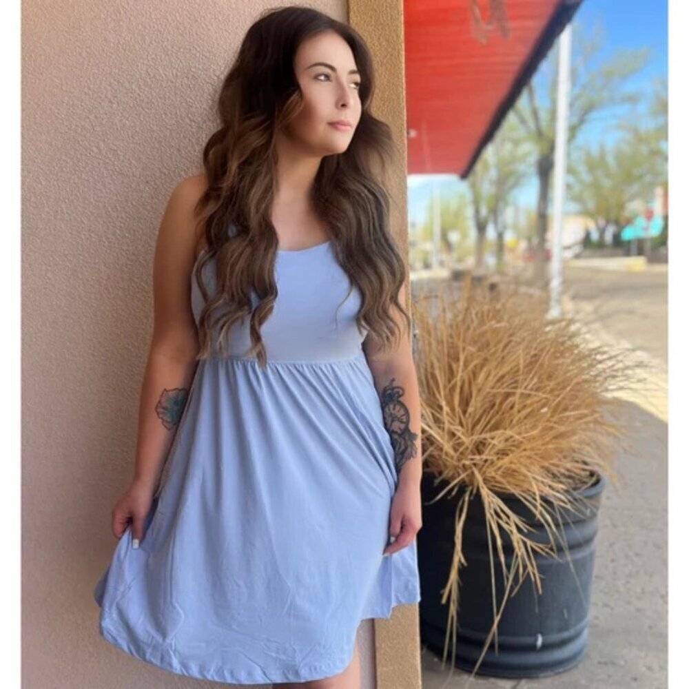 Periwinkle Spaghetti Strap Ribbed Sundress